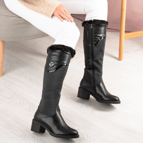 Чорні черевики на низькій стійці Мері - Взуття