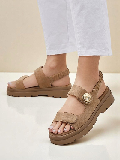 Dámské sandály Royalfashion Callisto hnědé ekologická kůže platforma