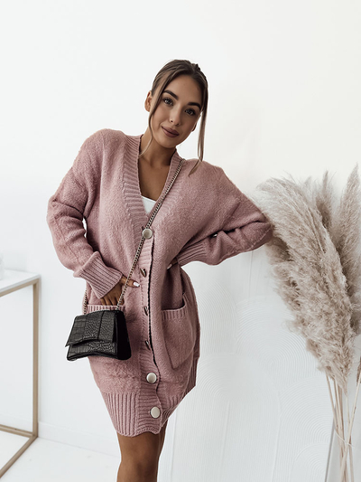 Royalfashion Růžový dámský svetr s přehozem