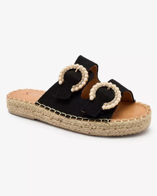 Шльопанці Royalfashion Чорні жіночі з орнаментом Ledude