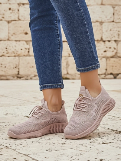 Aurelia Rosa – жіночі спортивні туфлі Royalfashion з тканини, рожеві, плоский каблук