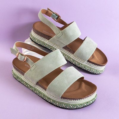 Зелені жіночі босоніжки на платформі Kodenia