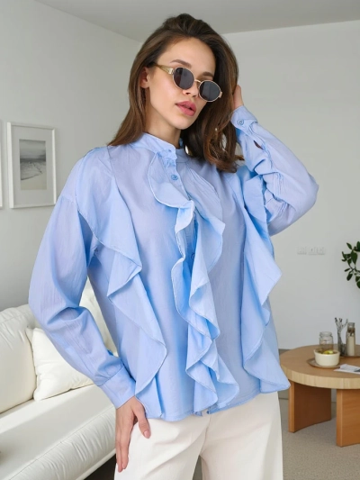 Royalfashion Bavlněná košile zdobená volány a knoflíky