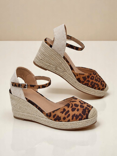 Aurelia Leopard Klínové boty Royalfashion dámské eko kůže camel