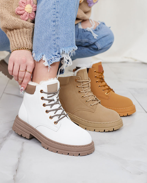 Royalfashion Білі жіночі утеплені черевики-трапери Radoras