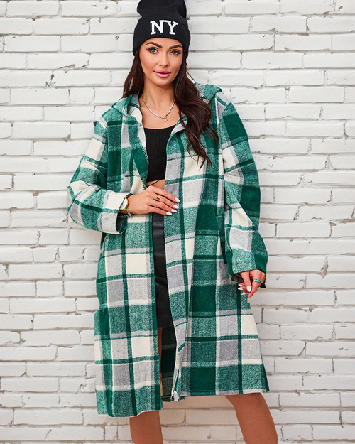Жіноче зелене пальто в клітинку Royalfashion
