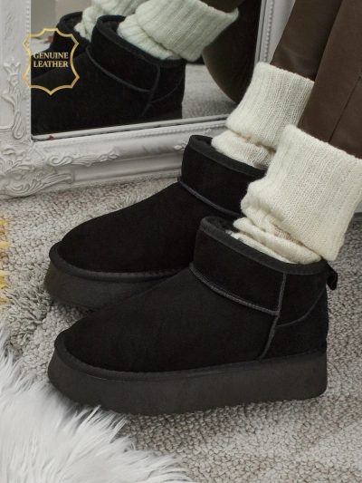 Короткі жіночі черевики а-ля снігоходи з натуральної шкіри Elunara