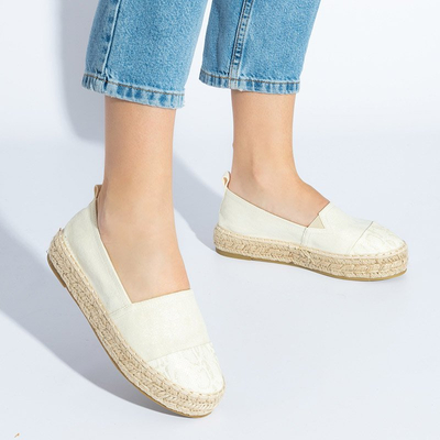 Бежеві жіночі еспадрильї на платформі з оздобленням Tinika