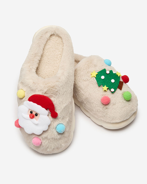 Різдвяні жіночі капці Royalfashion бежеві Fertemse