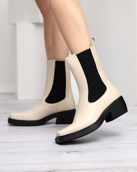 Béžové dámské vysoké slip on boty Darran - Obuv