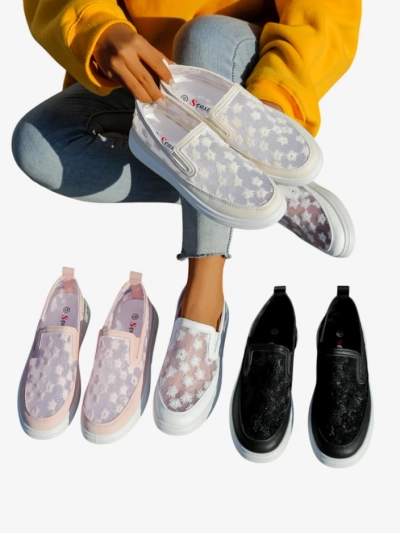 Royalfashion Жіночі сітчасті лофери з квітами Emzos