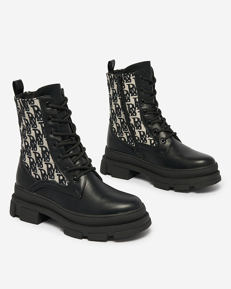 Royalfashion Černo-béžové dámské bagančata na plochém podpatku Ufitto