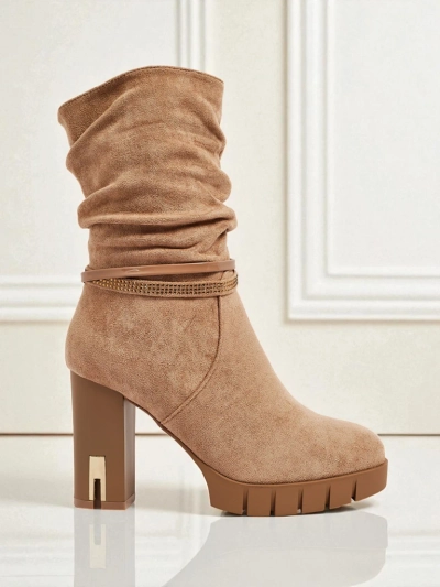 Dámské kotníkové boty eko semišové na sloupku BrambleDusk