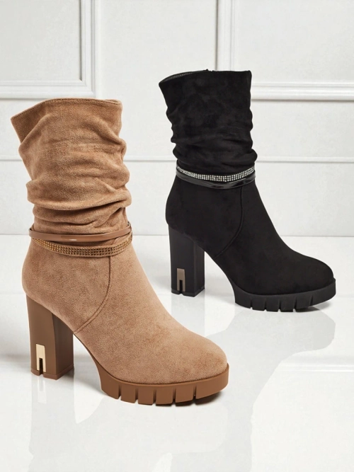 Ботильйони жіночі еко замшеві на підборах-стовпчику BrambleDusk
