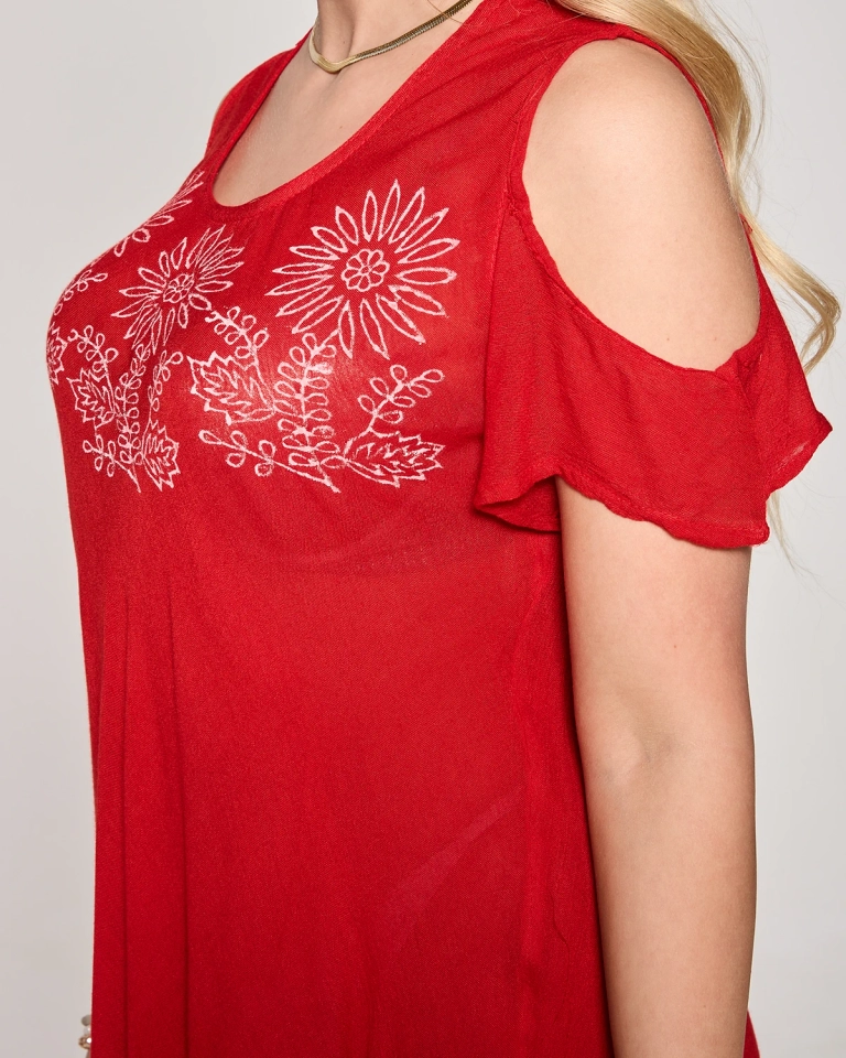 Červený dámský přehoz na pláž - Oblečení