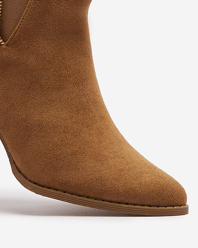 Světle hnědé dámské nízké kozačky na podpatku Xizia - Obuv