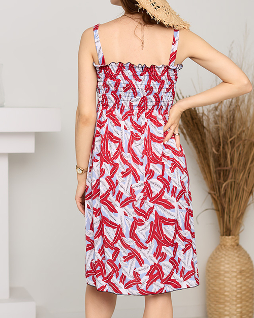 Червоне плаття довжиною до колін з листям - Одяг