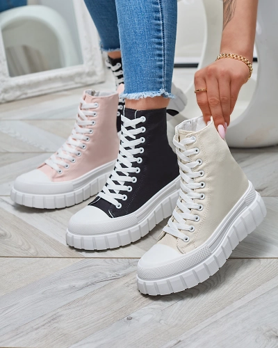 Dámské tenisky na vysoké platformě v béžové barvě Kivda- Obuv