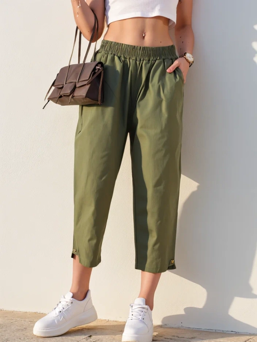 Royalfashion Прості жіночі тканинні штани 7/8