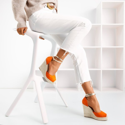 Oranžové espadrily na vysokém klínu Sablaca - Obuv 1