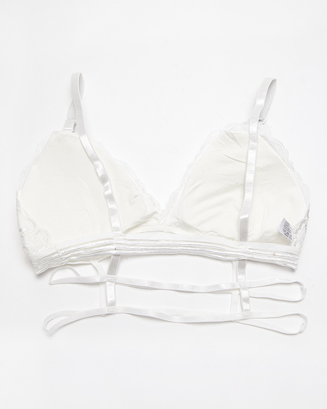 Dámská bílá podprsenka s krajkou a pruhy - Spodní prádlo