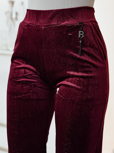Royalfashion Tmavě hnědé manšestrové kalhoty pro ženy