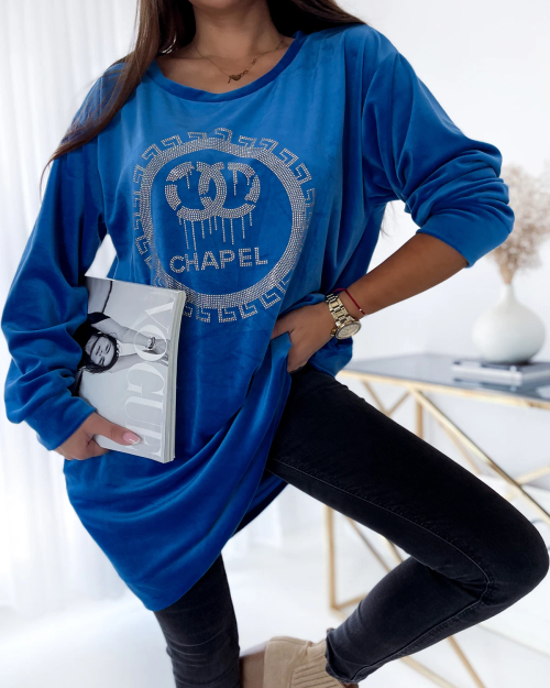 Жіноча туніка Royalfashion з цирконами синього кольору