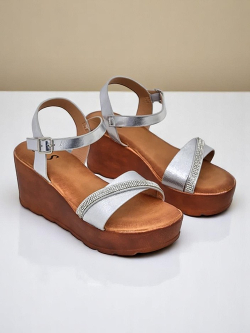 Royalfashion жіночі wedge-сандалі з стразами та блискітками Aurora Glow