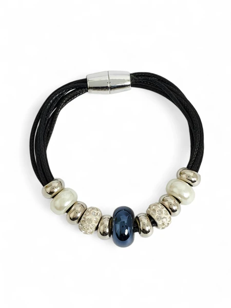 Dámský náramek s korálky třpytivá šňůrka