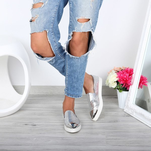 Срібні мокасини з дзеркальним носком Messaderra - Взуття