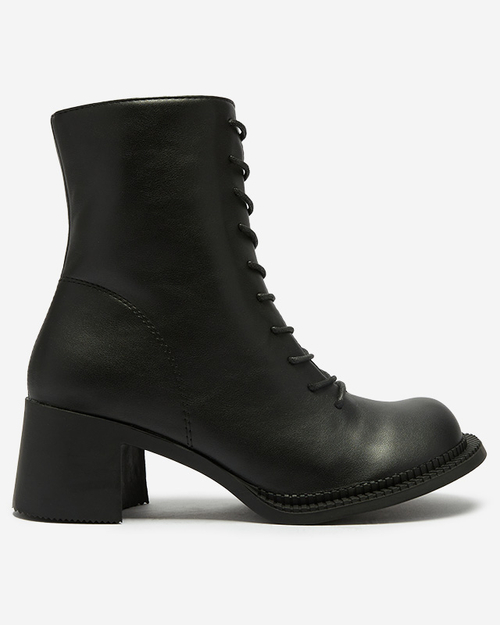 Чоботи жіночі чорні з ботильйонами на стовпі Caretti. Взуття