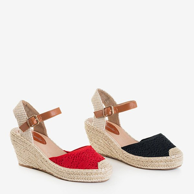Dámské červené klínové sandály a'la espadrilles Oslape - Obuv