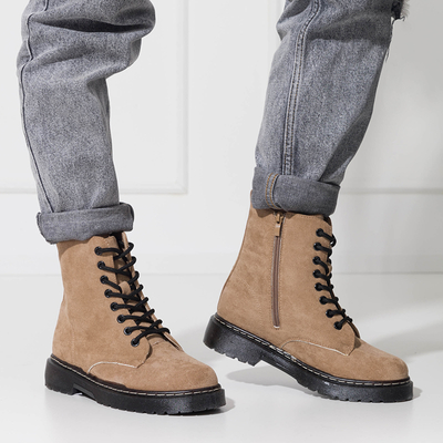 Béžové dámské semišové kozačky značky Nerrisa - Obuv