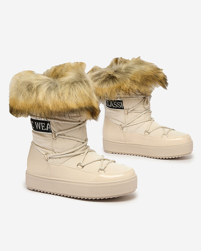 Royalfashion Бежеві черевики-сліпони a'la снігоступи жіночі Gomllo