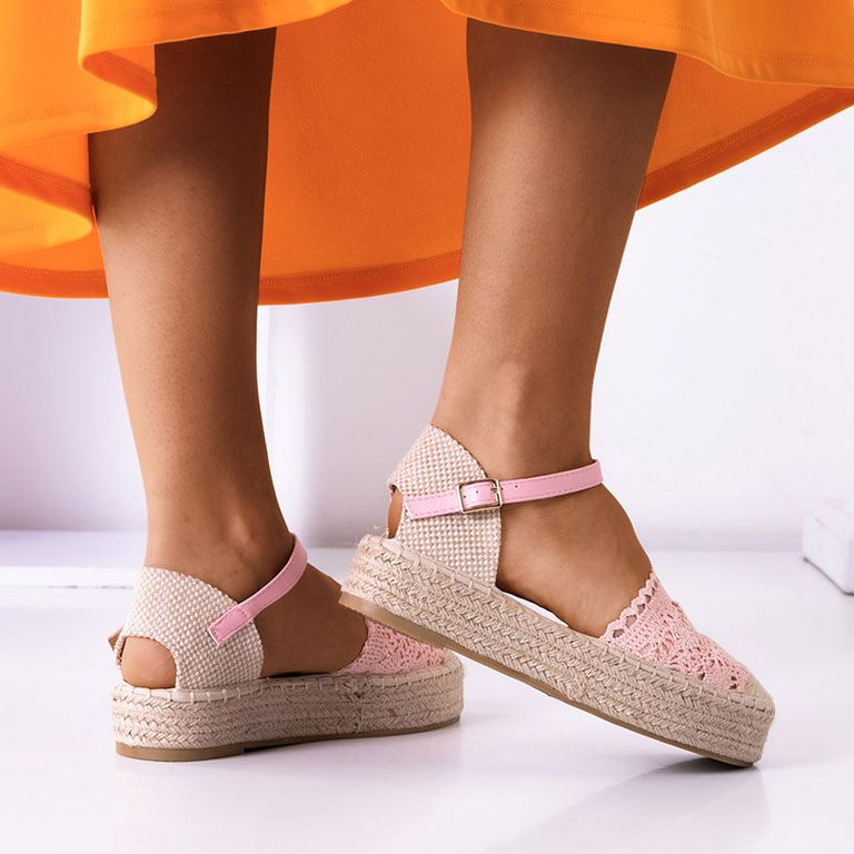Světle růžové sandály na platformě espadrilky Ritisa - Boty