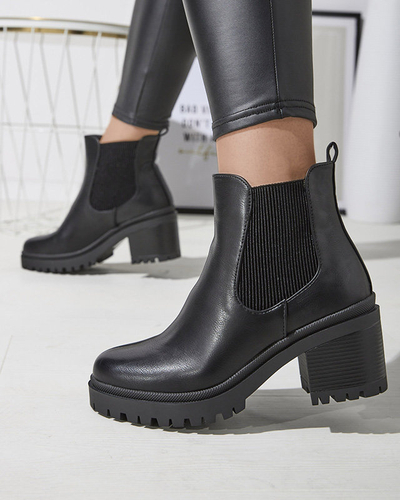 OUTLET Чорні жіночі черевики на стійці Foccillo- Footwear