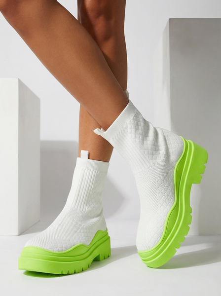 Біло-зелені жіночі чоботи Seritis
