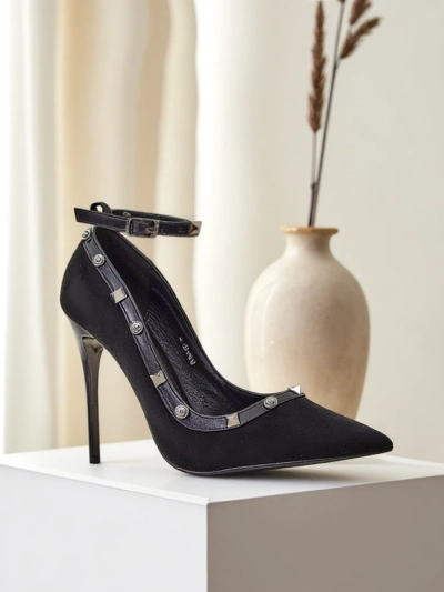 Royalfashion Dámské jehlové boty s cvočky a páskem Callose