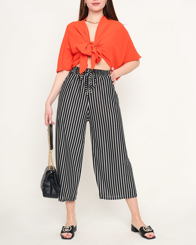 Černobílé pruhované dámské kalhoty - Oblečení