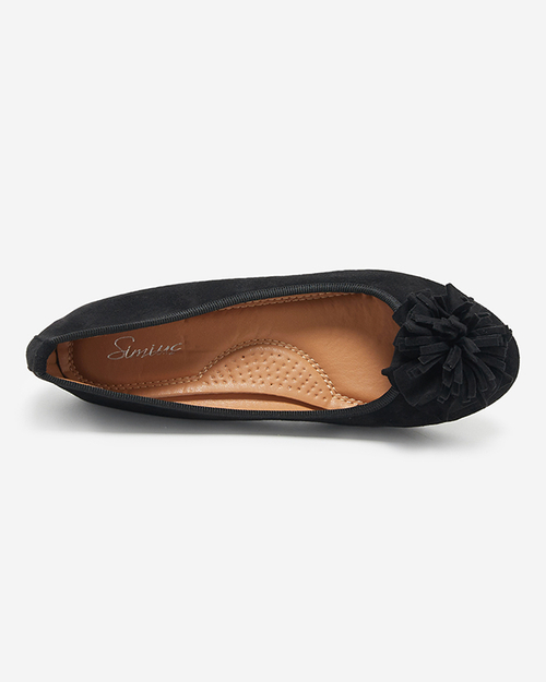 Чорні еко-замшеві балерини з декором Kviassi. Взуття