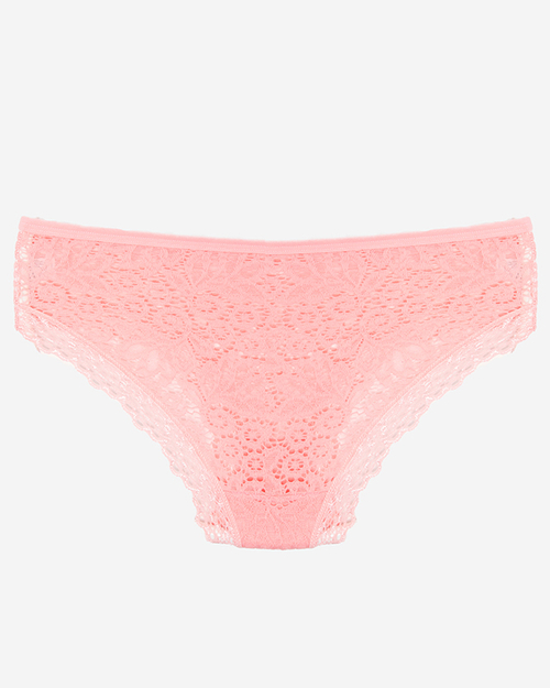 Рожеві одноколірні мереживні трусики жіночі - Нижня білизна