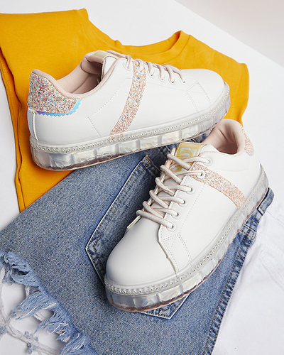 Жіночі спортивні кросівки білого кольору з рожевими вставками Asxa- Footwear