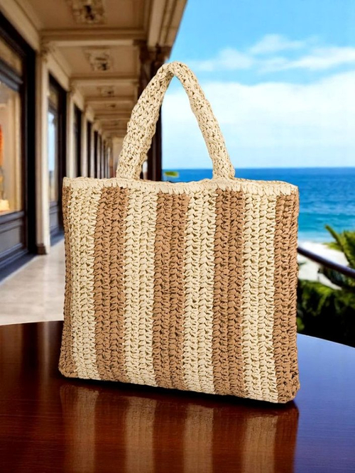 Royalfashion Велика жіноча сумка з соломи Солом'яна Смуга