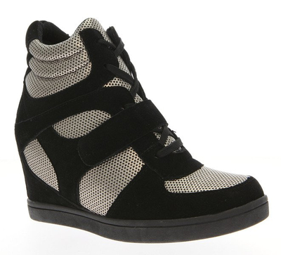 Czarne sneakersy na koturnie - Obuwie