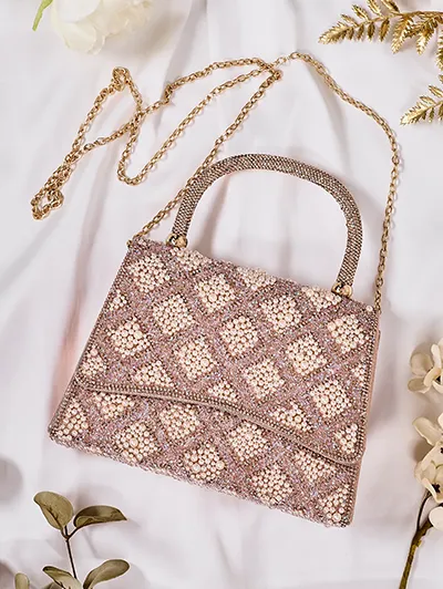 Royalfashion Malá dámská kabelka se zirkony a perlami