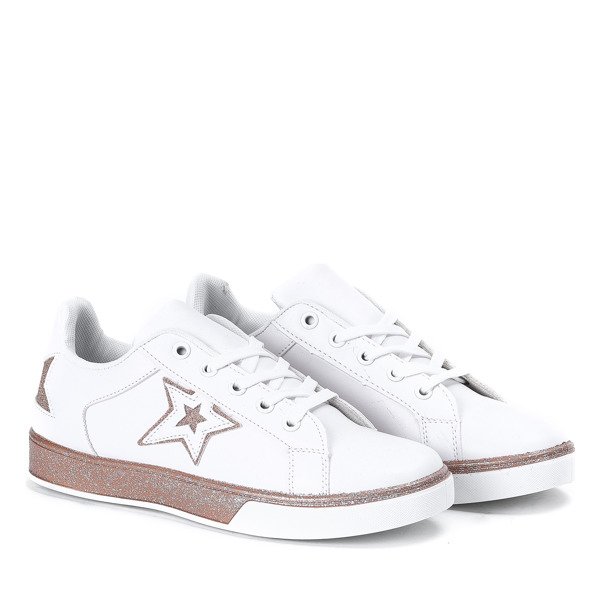 Biało - różowe tenisówki z gwiazdką Estrella - Obuwie