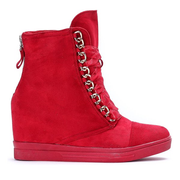 Czerwone sneakersy na krytym koturnie Tirana - Obuwie