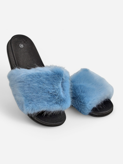 Жіночі темно-бордові тапочки з хутром Nonna - Взуття