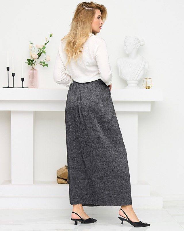 Dámská skládaná midi sukně s grafitovými knoflíky - Obuv