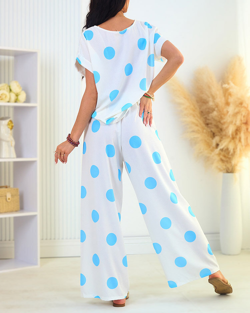 Royalfashion Синьо-білий жіночий комплект в горох
